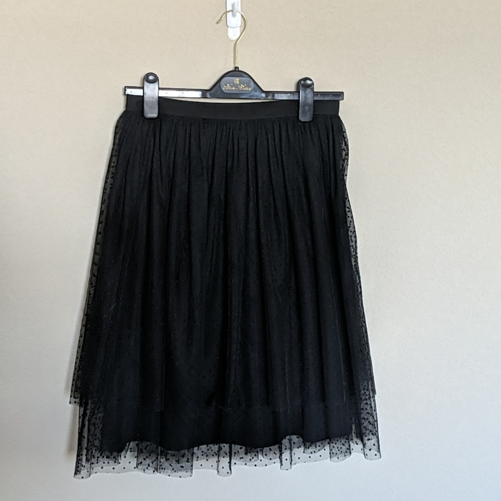 Brooks Brothers Black Polka Dot Mesh Skirt